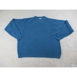 VINTAGE Izod Sweater‎ Mens Large Blue Knit Pullover Crewneck USA Casual*